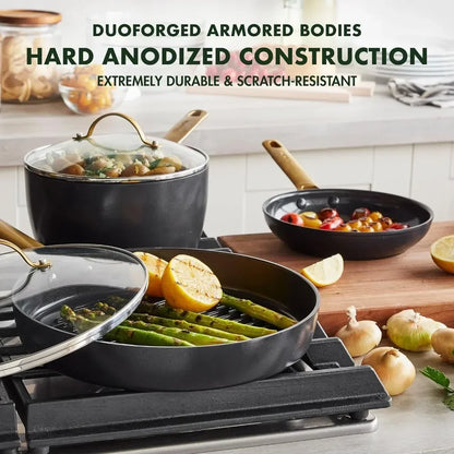 Hard Anodized Healthy Ceramic Nonstick 10 Piece Cookware Pots and Pans Set