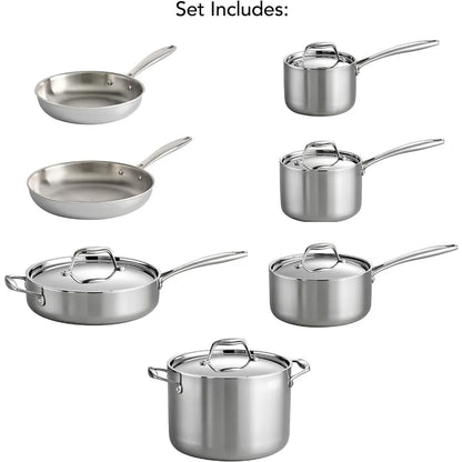 Stainless Steel Induction-Ready Tri-Ply Clad 12-Piece Cookware Set