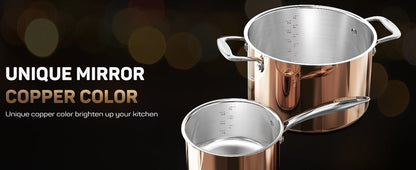 Stainless Steel Pot and Pan Set (10 Piece) Copper Pots and Pans Set