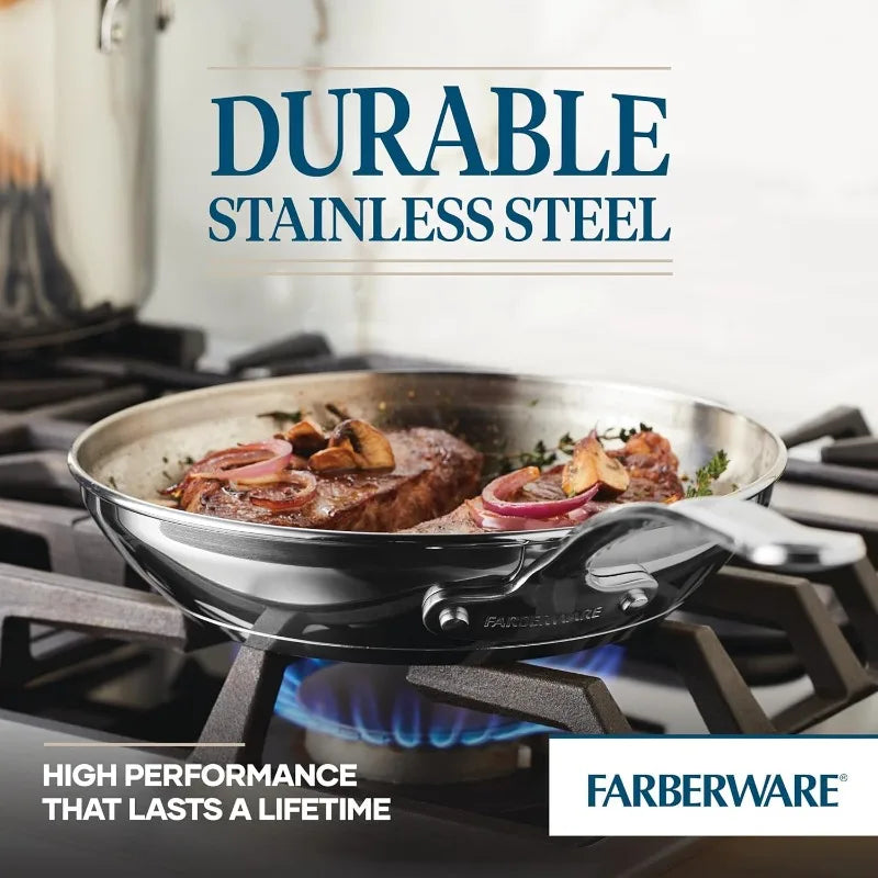 Stainless Steel Cookware Pots and Pans Set 10 Piece Farberware Millennium