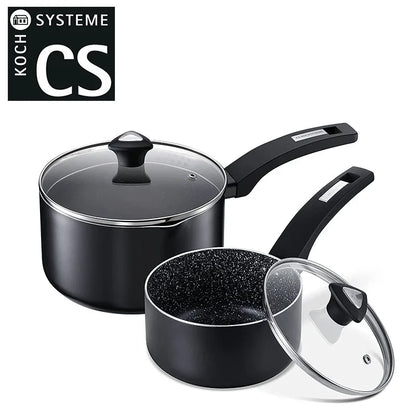 Nonstick 1.5+3qt Saucepan Set for Home Kitchen