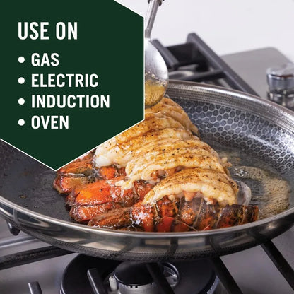 Hybrid Nonstick Fry Pan with Tempered Glass Lid Dishwasher and Oven Safe