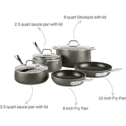 Non Stick Cookware Set 8 Piece All-Clad HA1 Hard Anodized Cooking Set