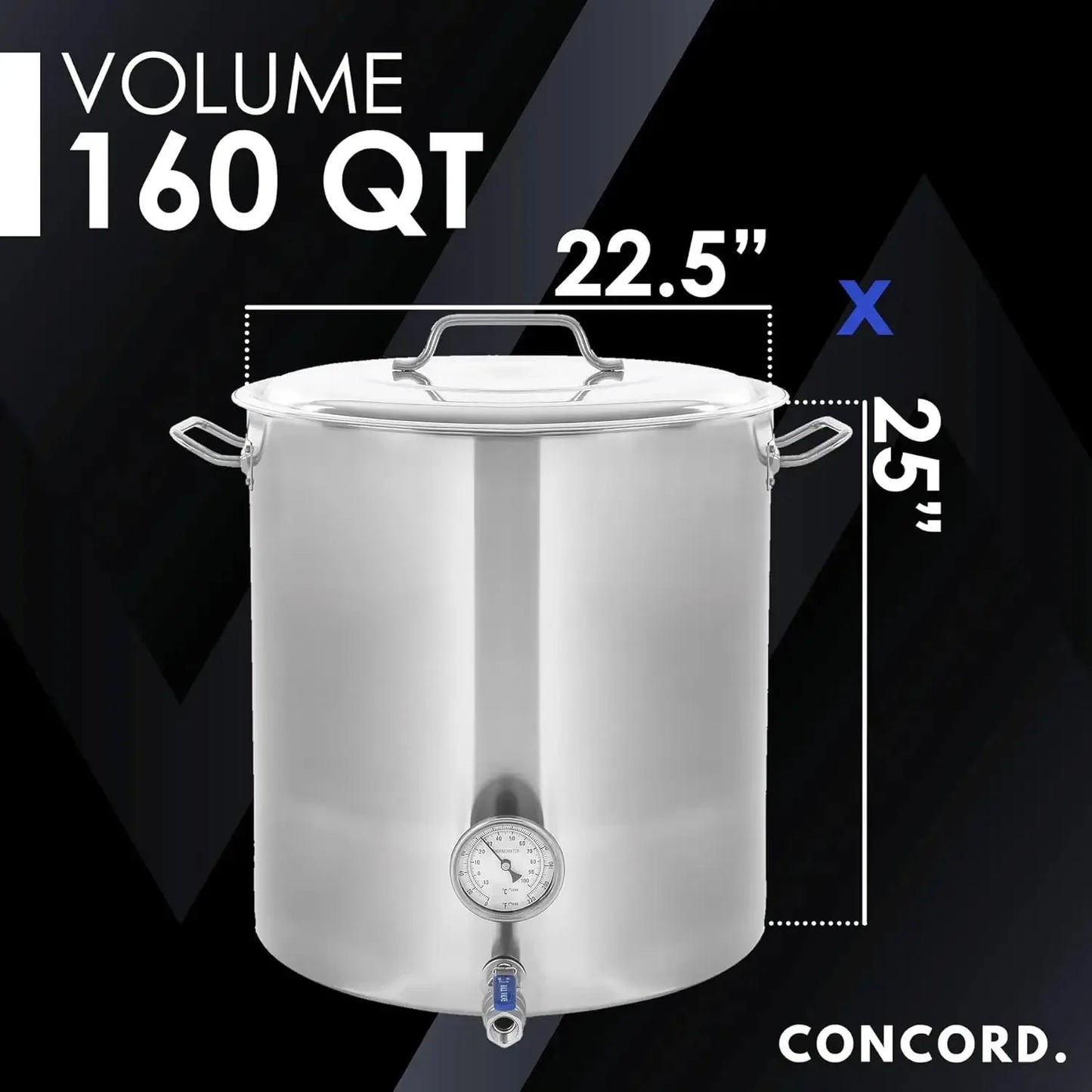 Stainless Steel Home Brew Kettle Stock Pot 160 QT/ 40 Gal Concord Cookware