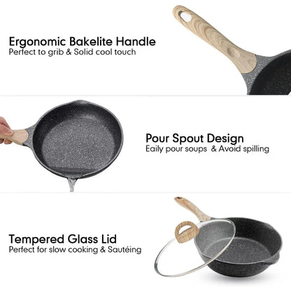 Nonstick Pots and Pans Set 20PCS Granite Coating Induction