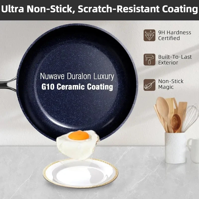 Ceramic Coating Ultra Non-Stick Stay-Cool Handles 13pc Forged Lightweight Cookware Set