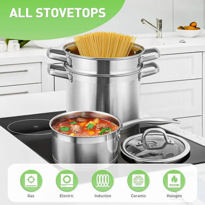 Stainless Steel Pots and Pans Set 17PC Induction Cookware Set