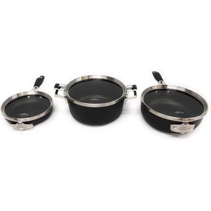 Space Saving Hard-Anodized Nonstick Cookware Set Calphalon Select 9pc