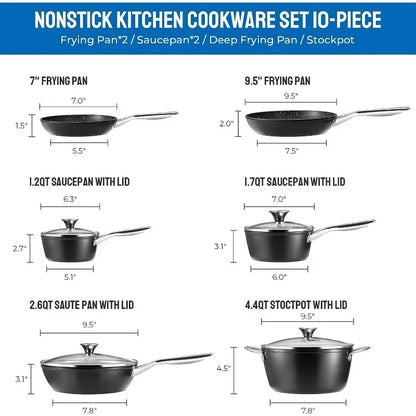 Pots and Pans Set Compatible with All Stoves Dishwasher Safe