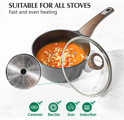 Non Stick Cooking Set with Frying Pans Set & Saucepan 14 Pcs