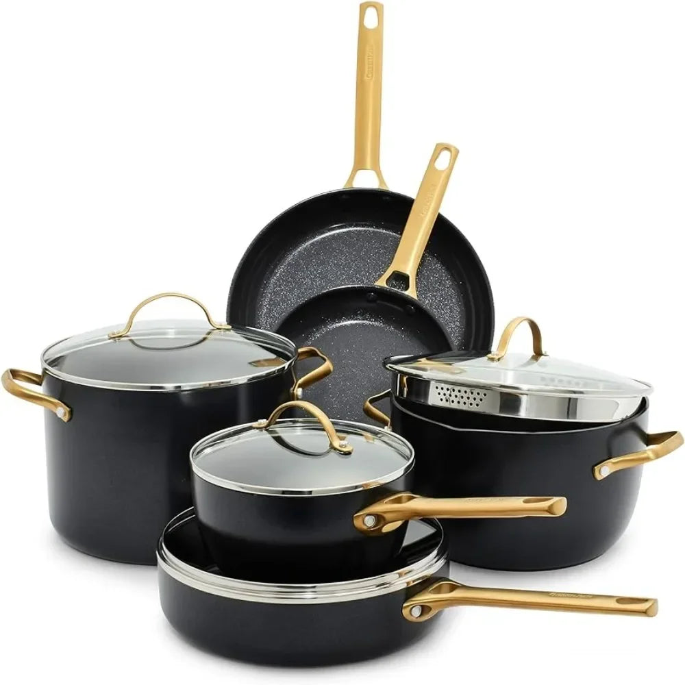 Hard Anodized Healthy Ceramic Nonstick 10 Piece Cookware Pots and Pans Set