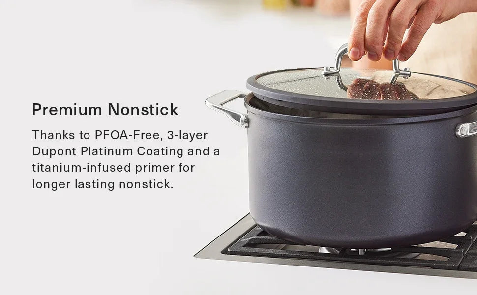 Nonstick Stock Pot with Lid  8 QT Stew & Soup Pot Misen