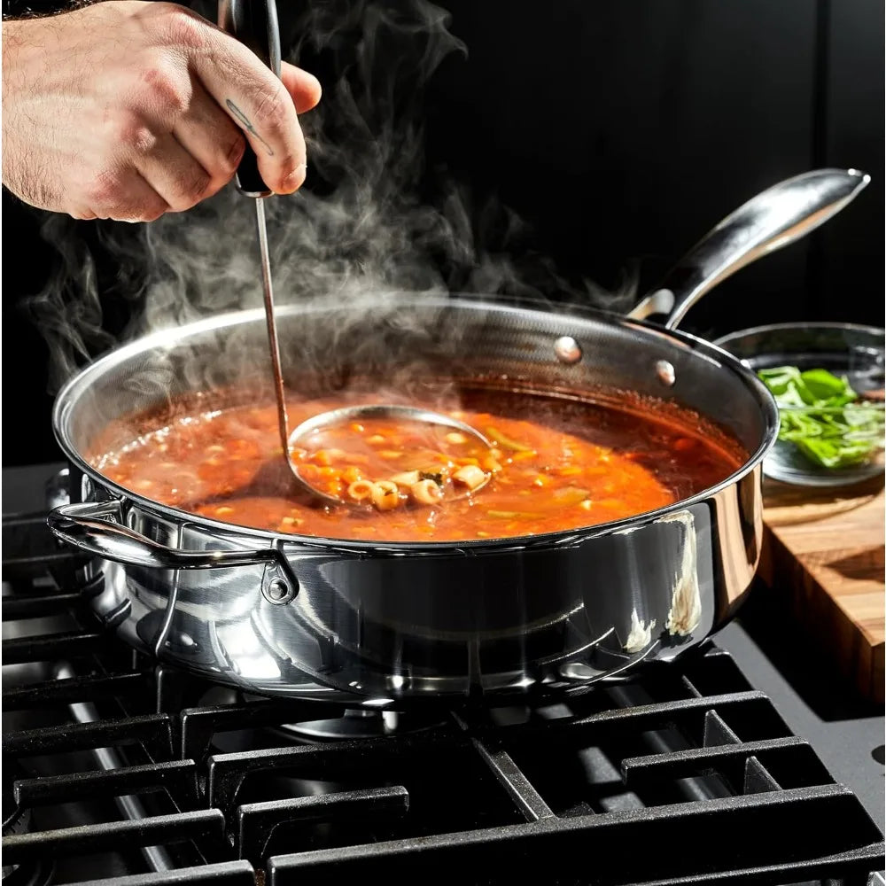 Deep Sauté Pan and Lid Hybrid Nonstick 5.5 Qt