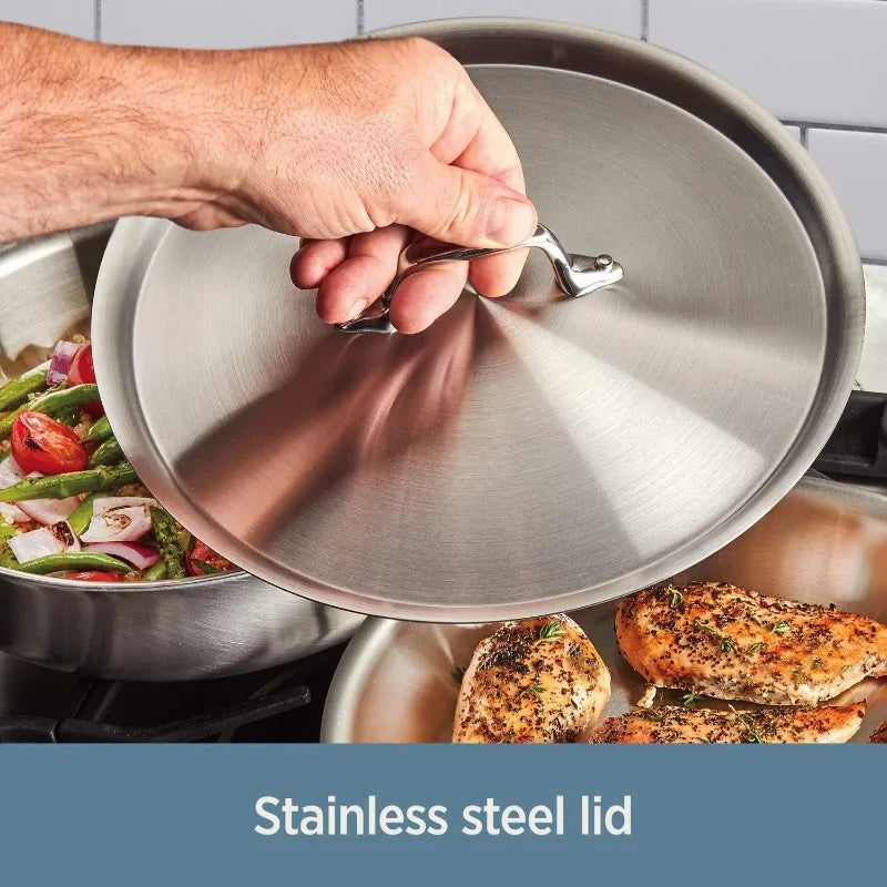 Stainless Steel Large Weeknight Frying Pan 4 Quart All-Clad D3 3-Ply