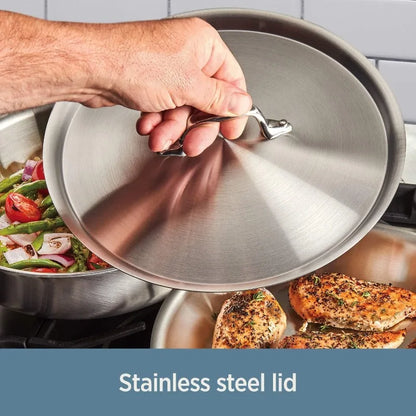 Stainless Steel Large Weeknight Frying Pan 4 Quart All-Clad D3 3-Ply