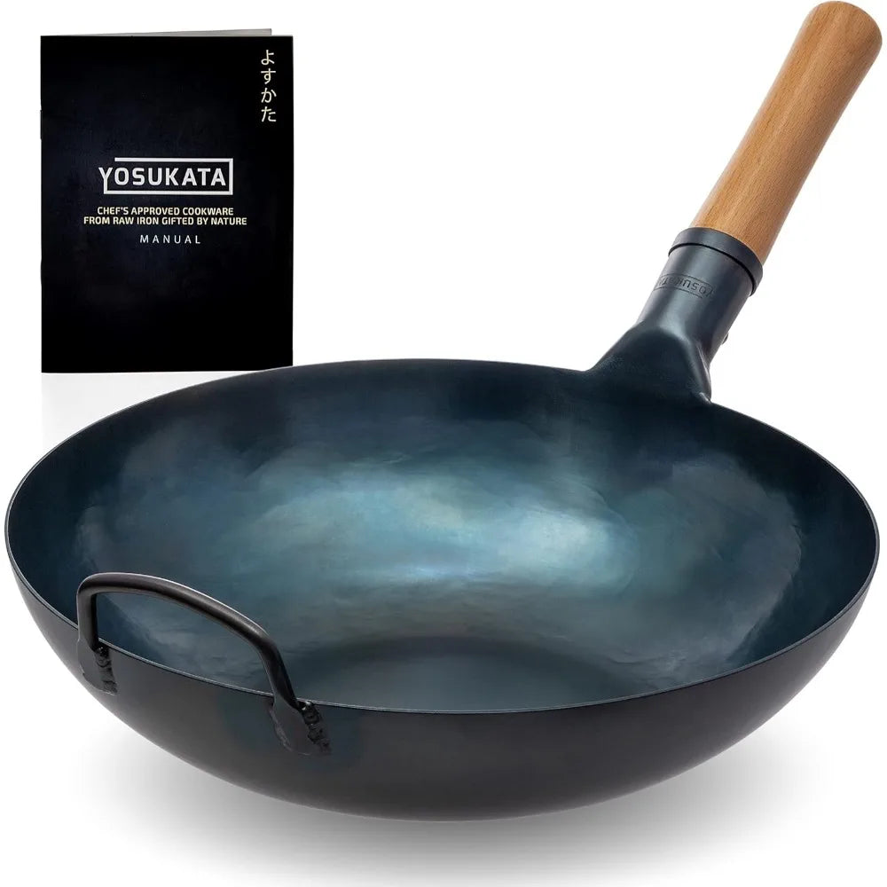 Wok Pan Blue Carbon Steel Wok Carbon Steel Skillet