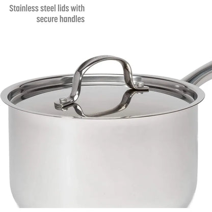 Classic Stainless Steel Cookware Set Pots and Pans Goodful 12-Piece