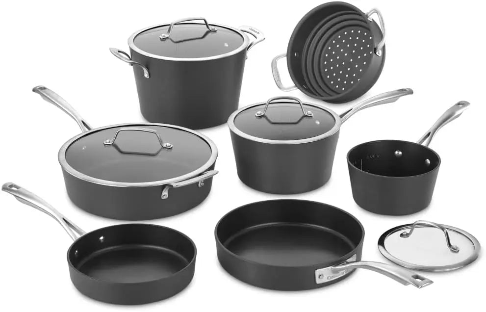 Cookware Set Black Medium The glass is tempered to ensure lasting performance and durability safe 11Pc