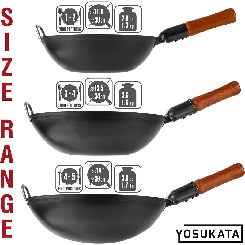 Carbon Steel Wok Pan 14 in Woks and Stir Fry Pans