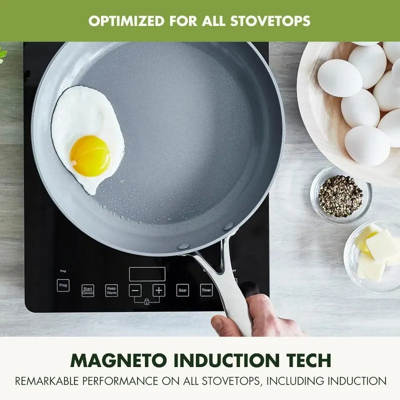 Hard Anodized Healthy Ceramic Nonstick 11 Piece Induction, Dishwasher Safe, Oven Safe