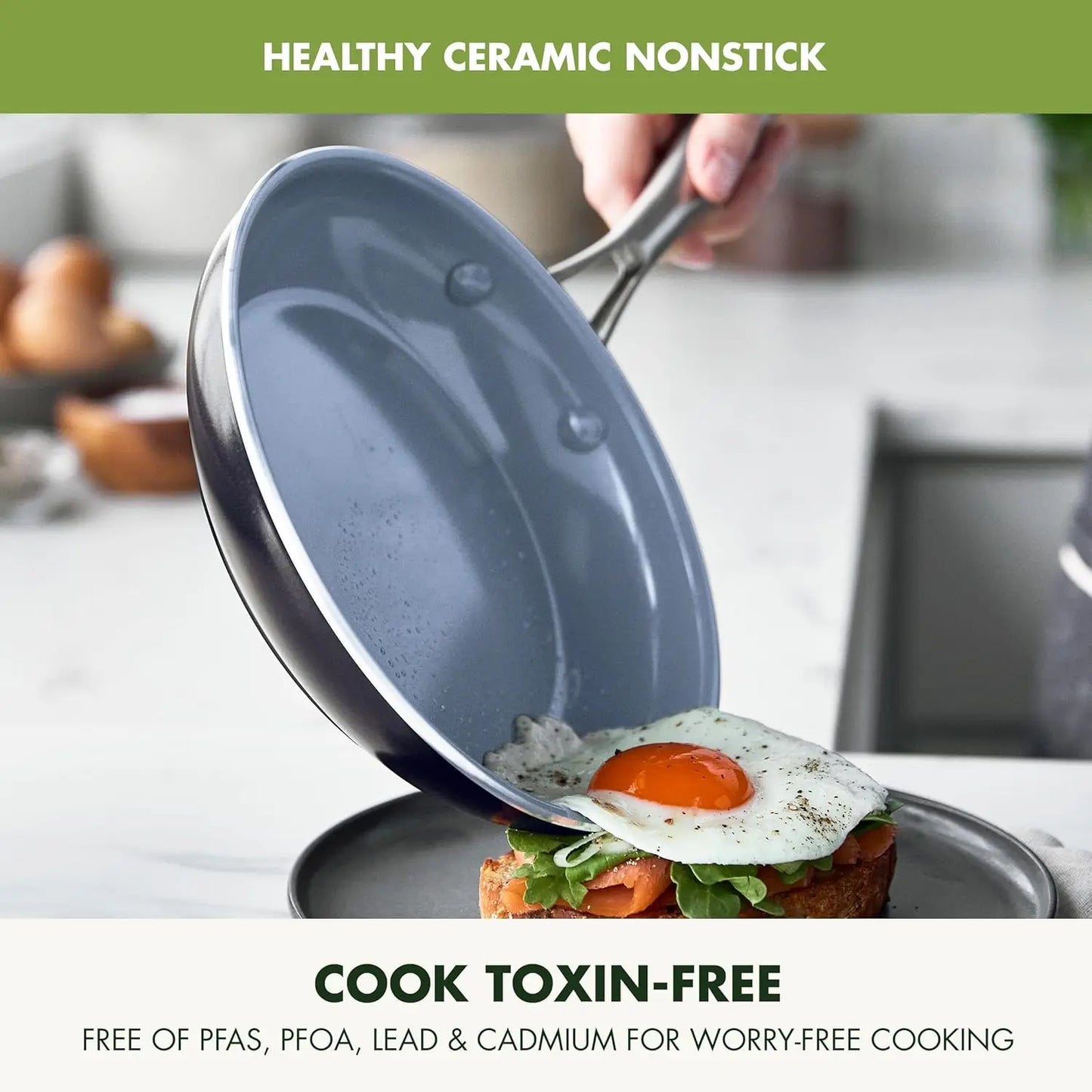 Nonstick 17 Piece Cookware Pots and Pans Set Stainless Steel Handles Swift Healthy Ceramic