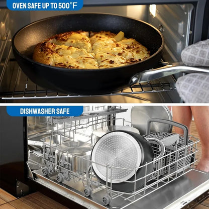 Pots and Pans Set Compatible with All Stoves Dishwasher Safe