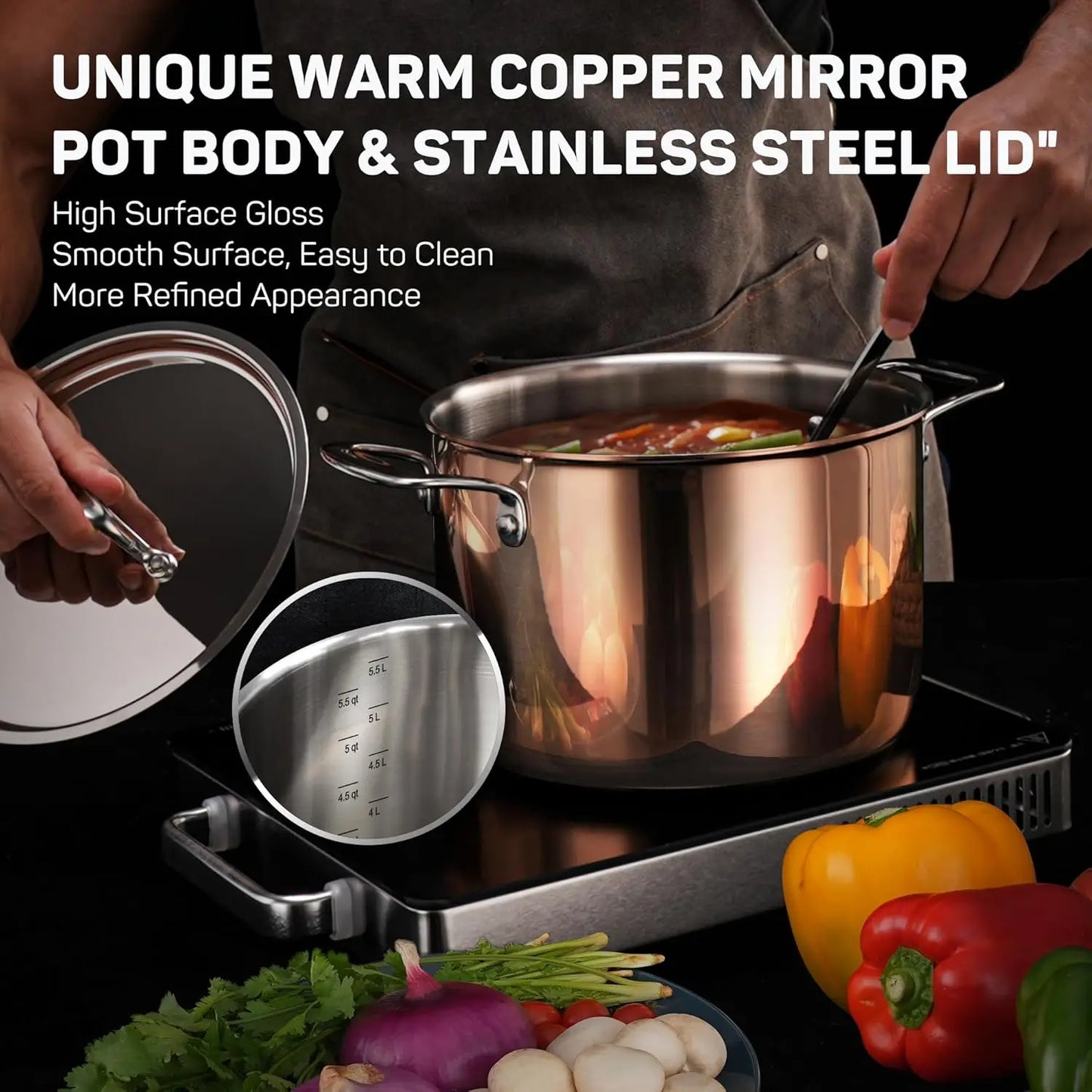 Stainless Steel Pot and Pan Set (10 Piece) Copper Pots and Pans Set