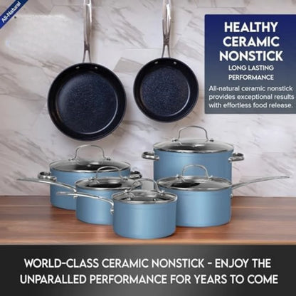 Ceramic Nonstick Cookware Set Diamond Infused Scratch-Resistant