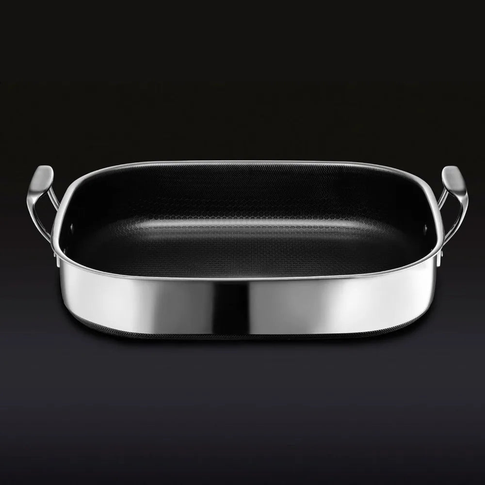 Hybrid Nonstick Roasting Pan with Rack Dishwasher and Oven Friendly Compatible with All Cooktops