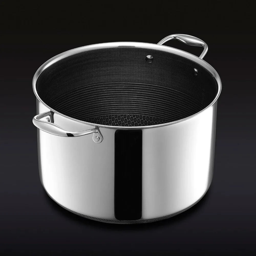 Stockpot with Tempered Glass Lid Hybrid Nonstick 10-Quart