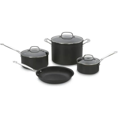 Chef's Classic Nonstick Hard-Anodized 7-Piece Cookware Set Black Cuisinart