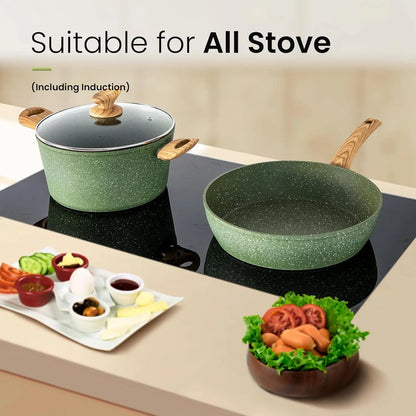 Green Granite Coating 30 Pieces Induction Kitchen Cookware Set