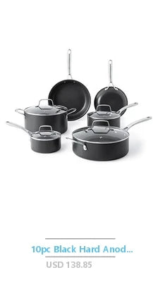 Hard Anodized Nonstick Cookware Set Pots and Pans Kit Gray 10 Piece