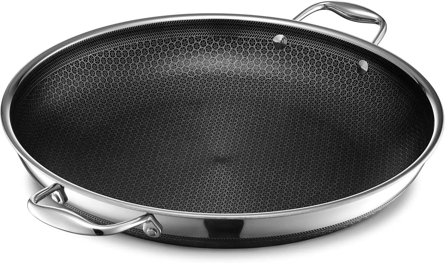 Hybrid Nonstick 14-Inch Frying Pan with Steel Lid