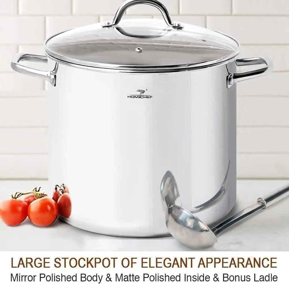 LARGE STOCK POT 20 Quart With Lid Nickel Free Stainless Steel Cookware