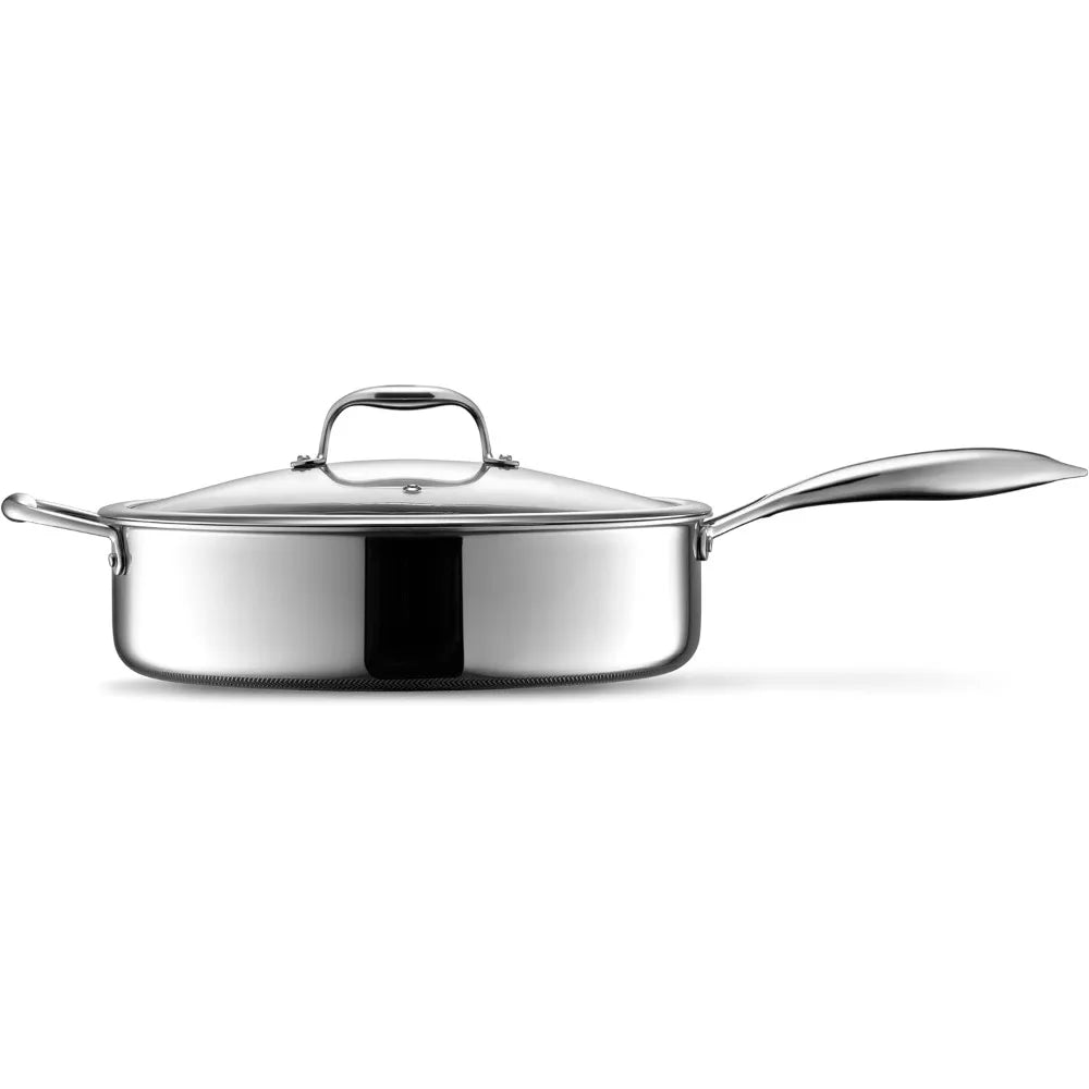 Deep Sauté Pan and Lid Hybrid Nonstick 5.5 Qt