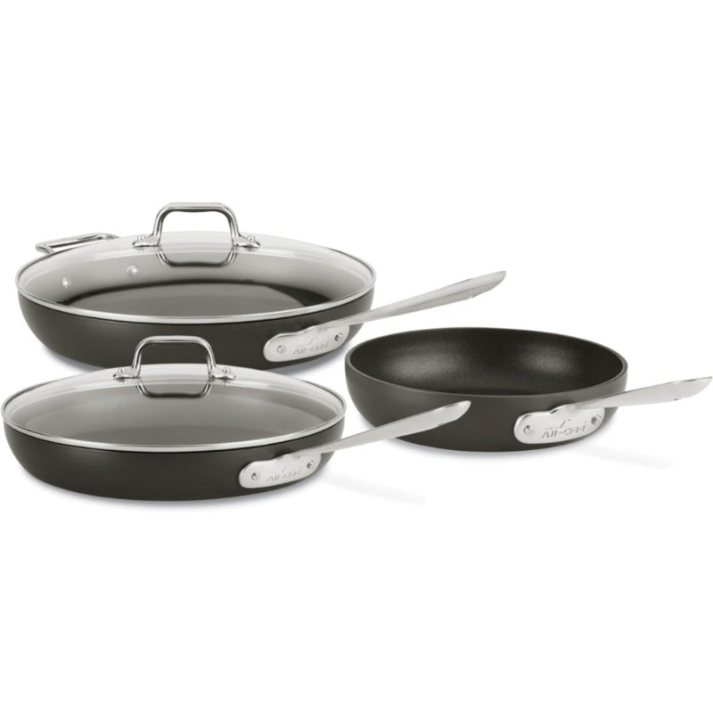 Hard Anodized Nonstick 5 Piece Fry Pan Set Black