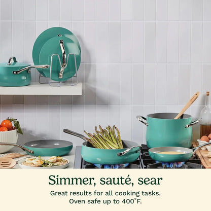 Culinary Collection 12-Piece Pots and Pans Set Nonstick Teal