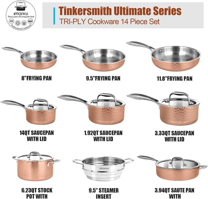 Stainless Steel Pots and Pans Set 14PCS Kitchen Cookware Sets with Lids