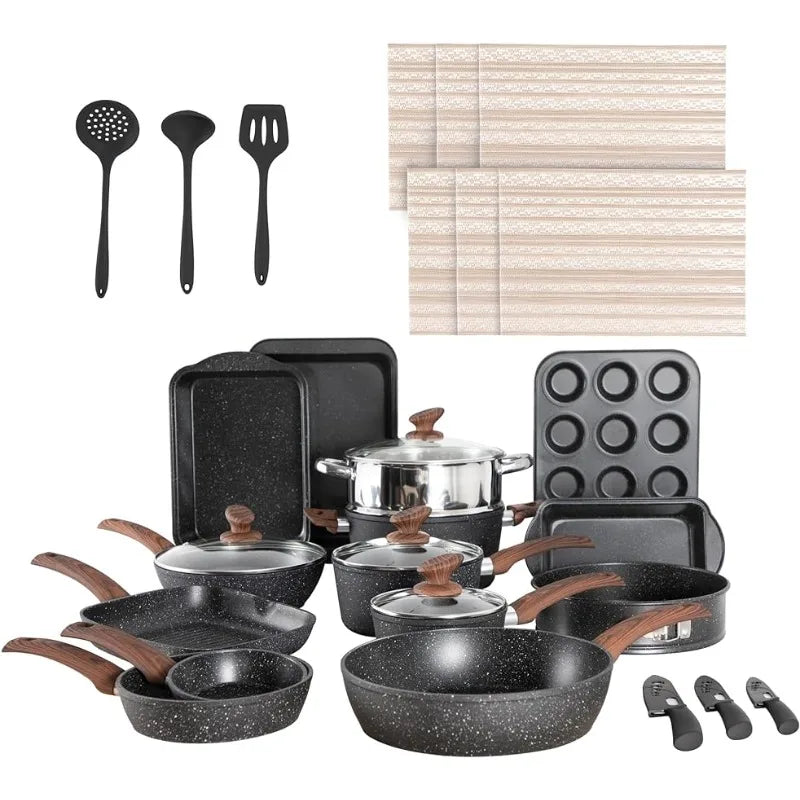 Kitchen Cookware 30 Piece Nonstick Pots and Pans Set