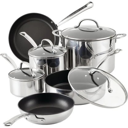 Stainless Steel Cookware Pots and Pans Set 10 Piece Farberware Millennium