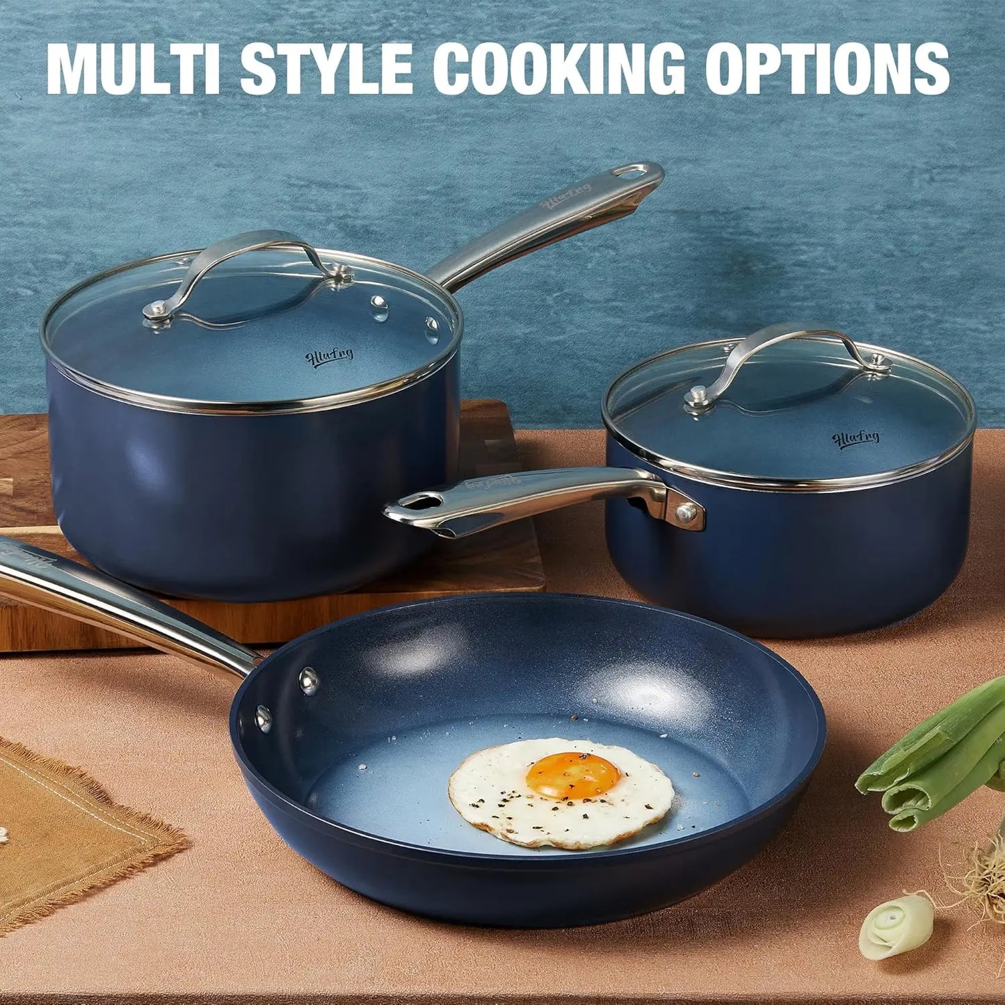 Nonstick Saucepan Set with Lids Small Pot Set Stainless Steel Handle 1+2+3QT