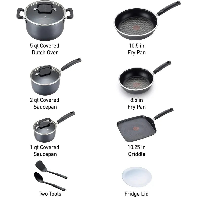 Signature Nonstick Cookware Set 12 Piece Pots and Pans T-fal