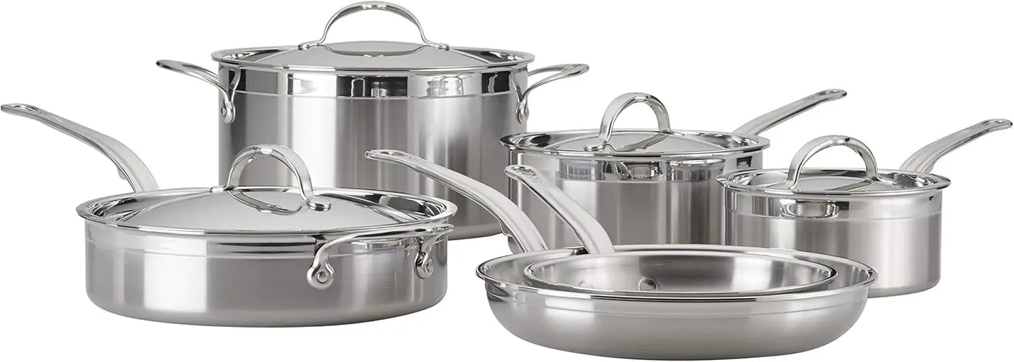 Professional Clad Stainless Steel 10 Piece Ultimate Cookware Set