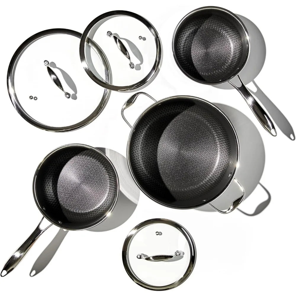 Hybrid Nonstick 6-Piece Pot Set Stay-Cool Handles Dishwasher Safe