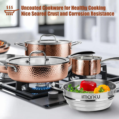 Stainless Steel Pots and Pans Set 14PCS Kitchen Cookware Sets with Lids