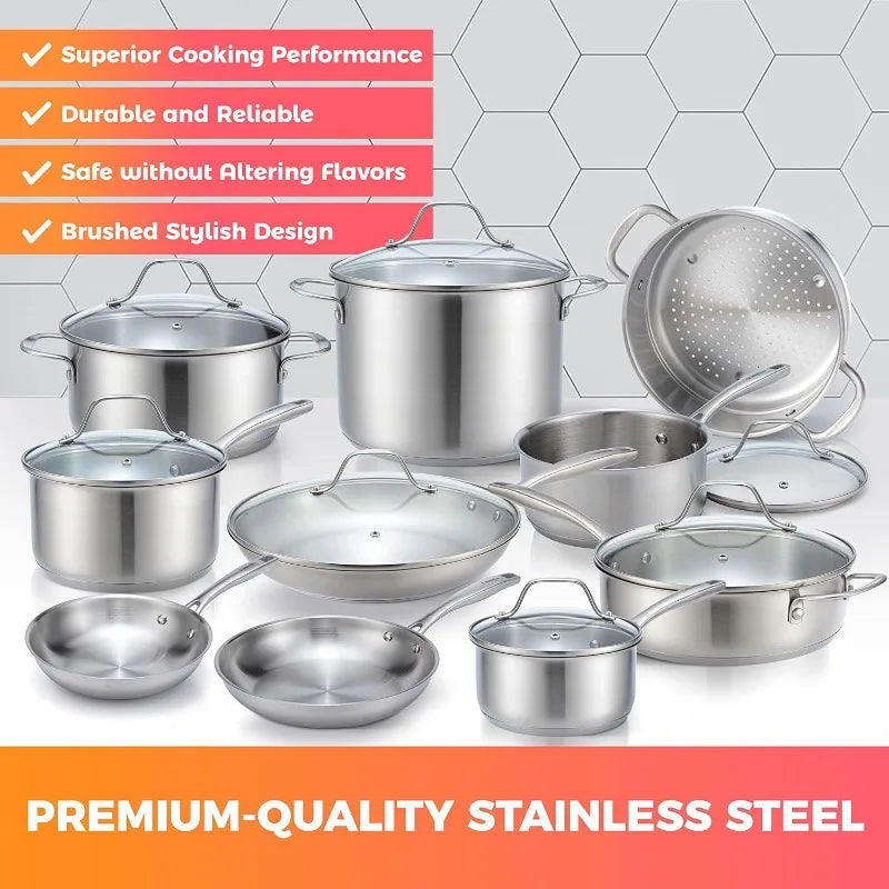 Mueller Pots and Pans Set 17-Piece Ultra-Clad Pro Stainless Steel Cookware Set