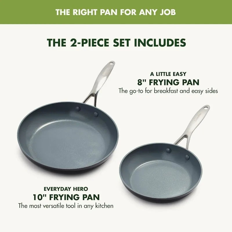 Valencia Pro Hard Anodized Healthy Ceramic Nonstick 10"and12"Frying Pan GreenPan