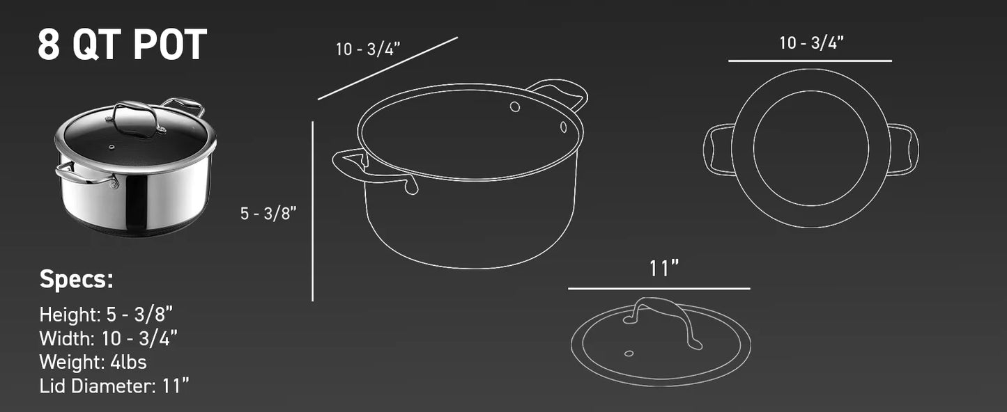 Hybrid Nonstick 8-Quart Stockpot with Tempered Glass Lid