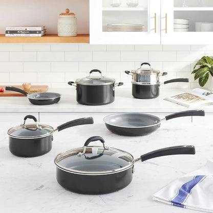 Nonstick Cookware Set Black 11-Piece CUISINART